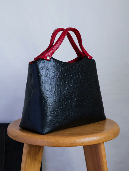 1990’s Fake Ostrich Leather Two-Tone Handbag