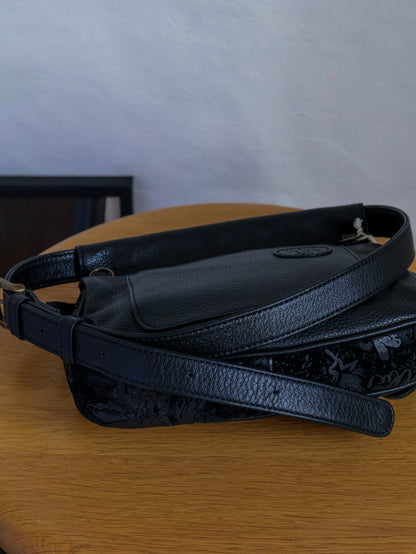 1990’s Velvet Cutout Leather Waist Bag