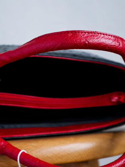 1990’s Fake Ostrich Leather Two-Tone Handbag