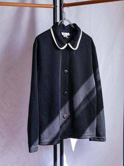 【sizeXL】1980’s Piping Round Collar Jersey Jacket