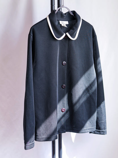 【sizeXL】1980’s Piping Round Collar Jersey Jacket