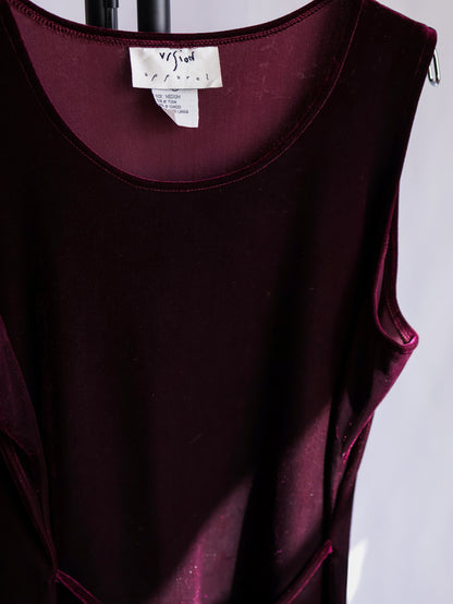【sizeM-L】1990’s Velvet Stretch Sleeveless Long Dress