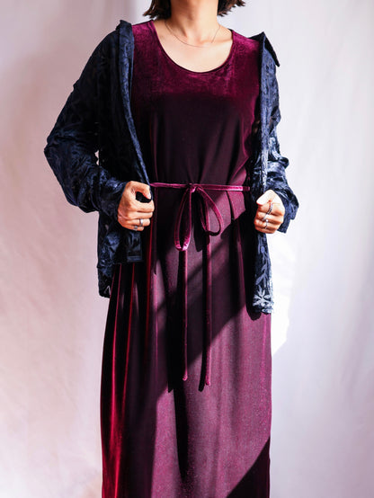 【sizeM-L】1990’s Velvet Stretch Sleeveless Long Dress