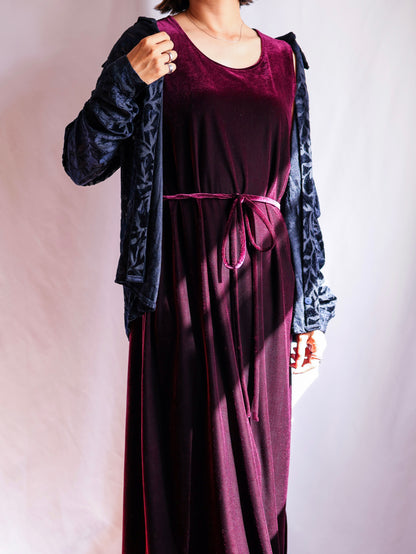 【sizeM-L】1990’s Velvet Stretch Sleeveless Long Dress