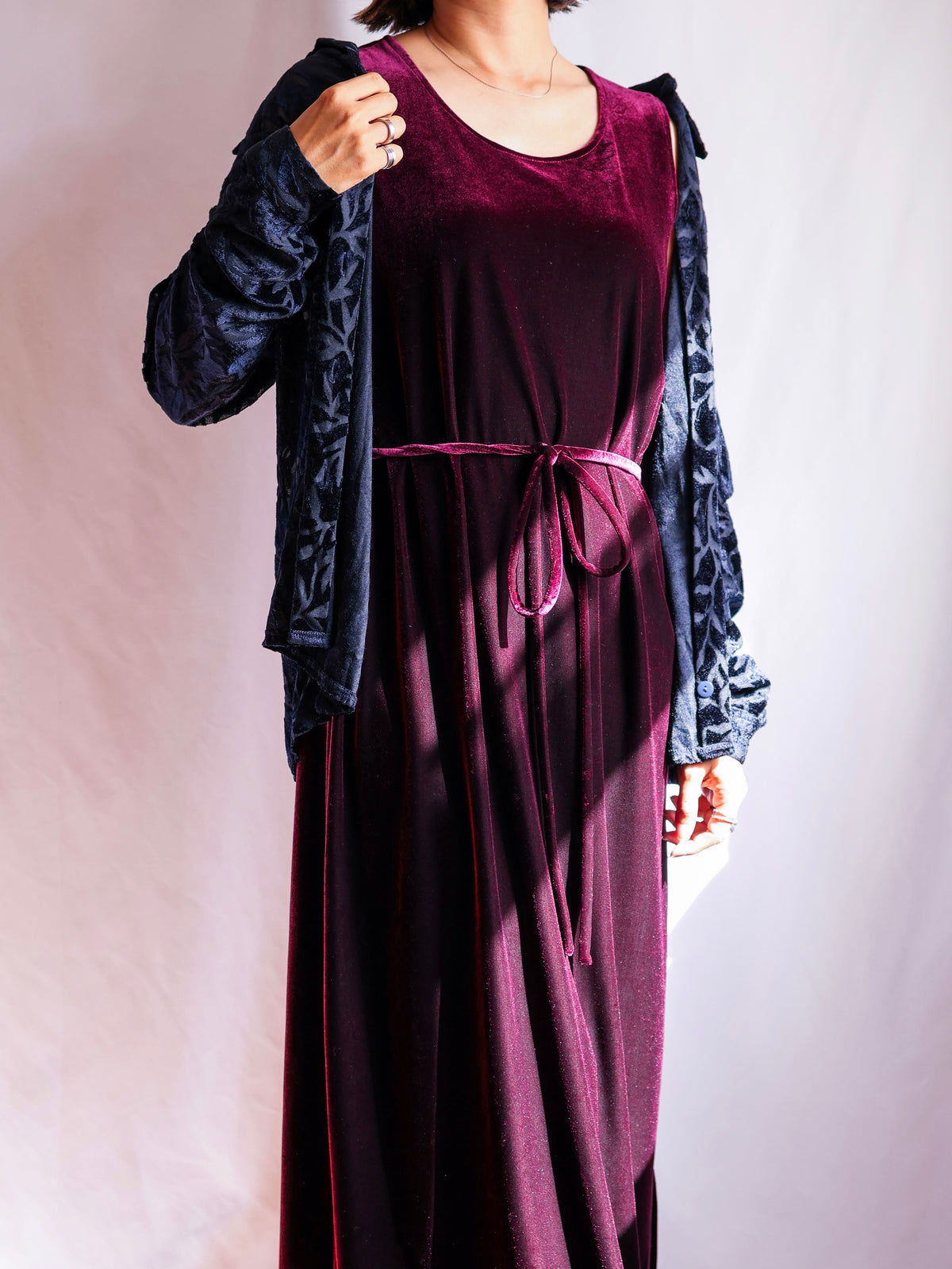 【sizeXL】1990’s Sheer Velvet Leaf Pattern Shirt