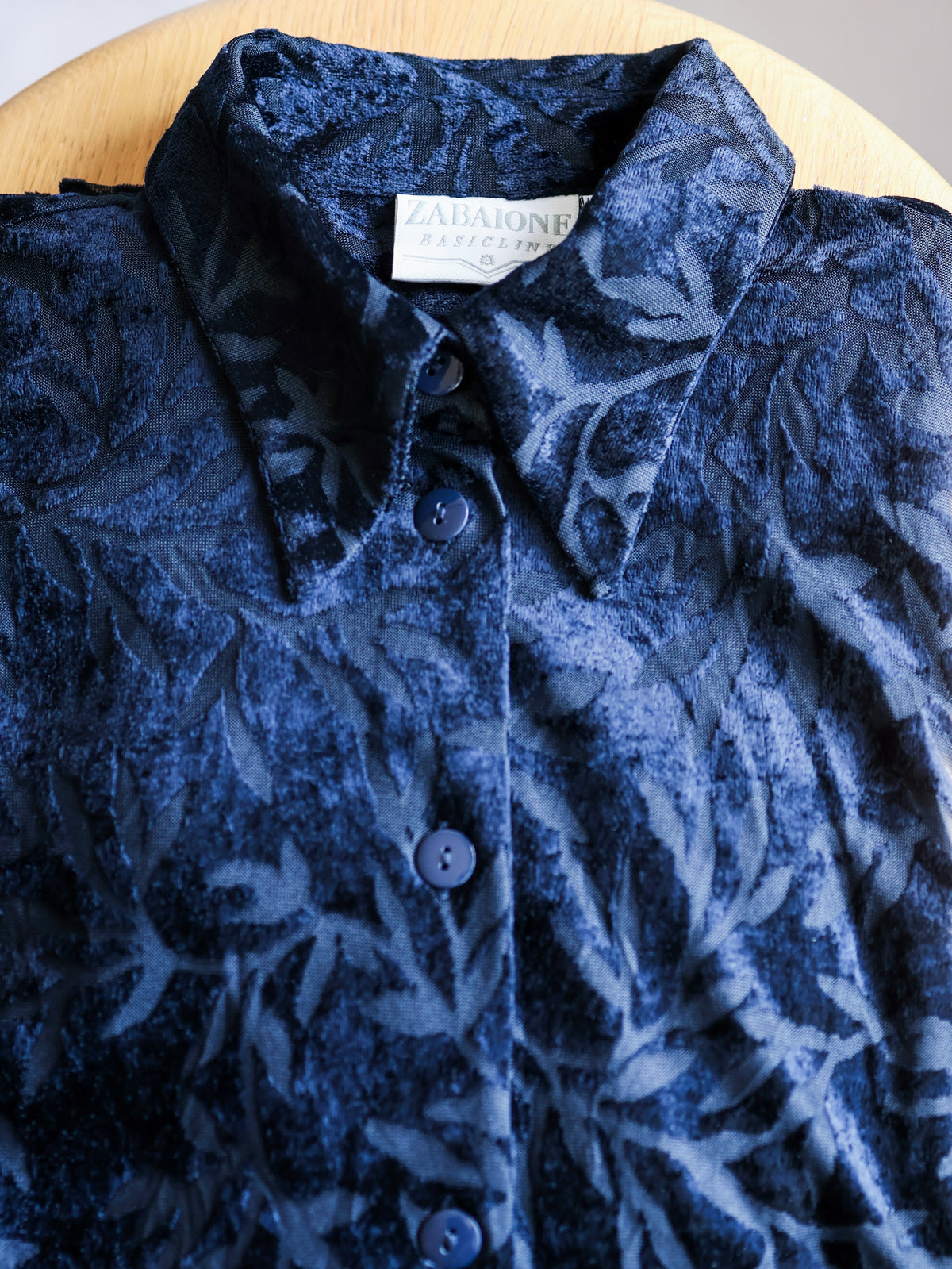 【sizeXL】1990’s Sheer Velvet Leaf Pattern Shirt