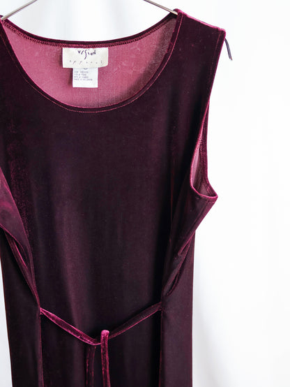 【sizeM-L】1990’s Velvet Stretch Sleeveless Long Dress