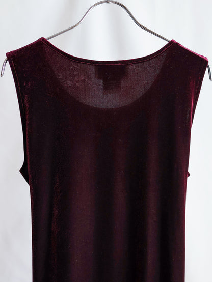 【sizeM-L】1990’s Velvet Stretch Sleeveless Long Dress