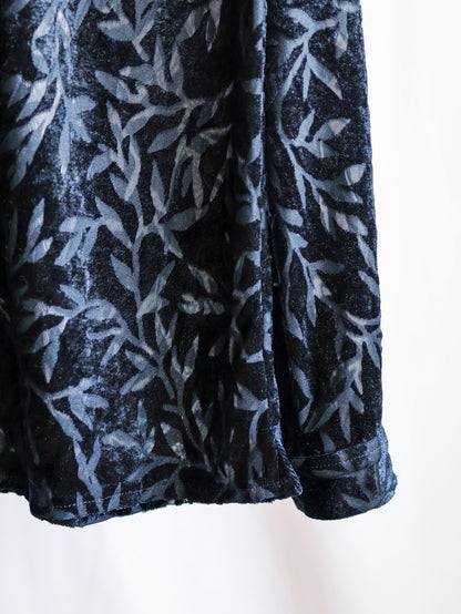 【sizeXL】1990’s Sheer Velvet Leaf Pattern Shirt