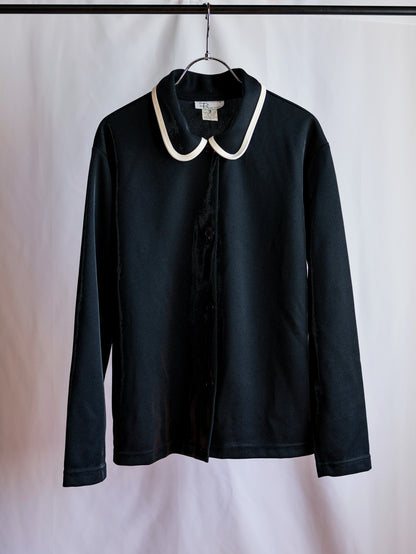 【sizeXL】1980’s Piping Round Collar Jersey Jacket
