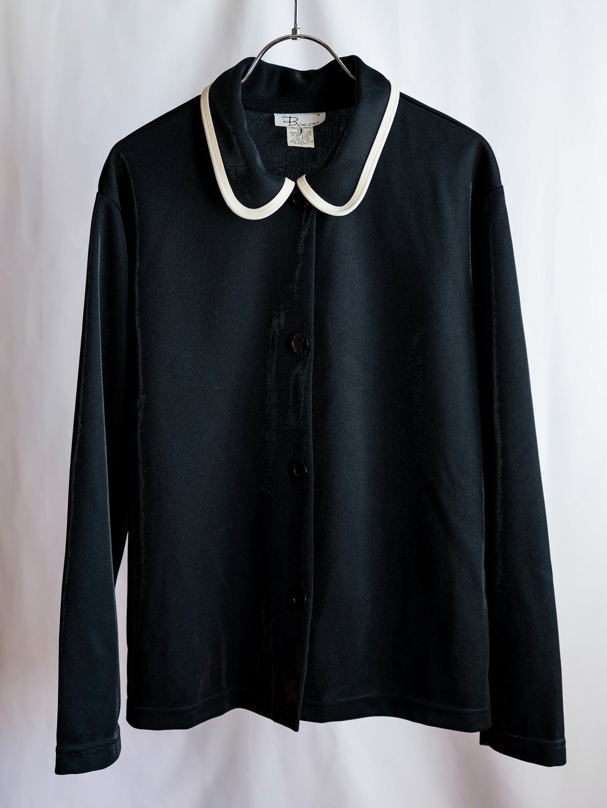 【sizeXL】1980’s Piping Round Collar Jersey Jacket