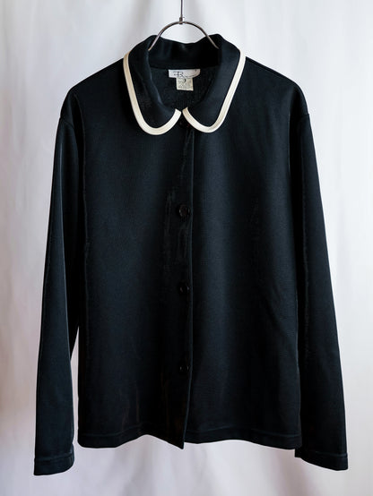 【sizeXL】1980’s Piping Round Collar Jersey Jacket