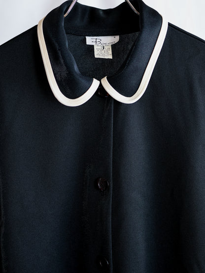【sizeXL】1980’s Piping Round Collar Jersey Jacket