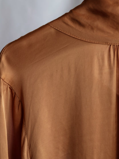 【sizeM】1990’s Viscose Bow Tie Blouse（Made In Italy）