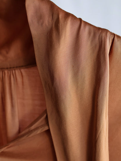 【sizeM】1990’s Viscose Bow Tie Blouse（Made In Italy）