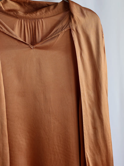 【sizeM】1990’s Viscose Bow Tie Blouse（Made In Italy）