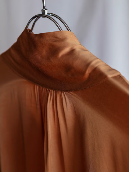 【sizeM】1990’s Viscose Bow Tie Blouse（Made In Italy）