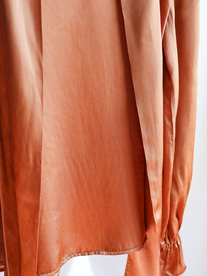 【sizeM】1990’s Viscose Bow Tie Blouse（Made In Italy）