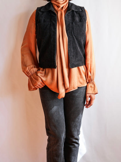 【sizeM】1990’s Viscose Bow Tie Blouse（Made In Italy）