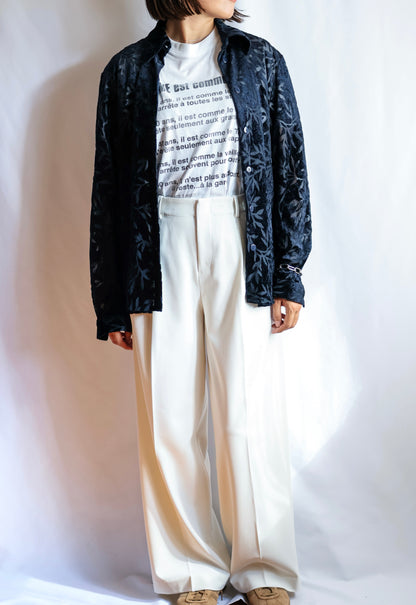 【sizeXL】1990’s Sheer Velvet Leaf Pattern Shirt