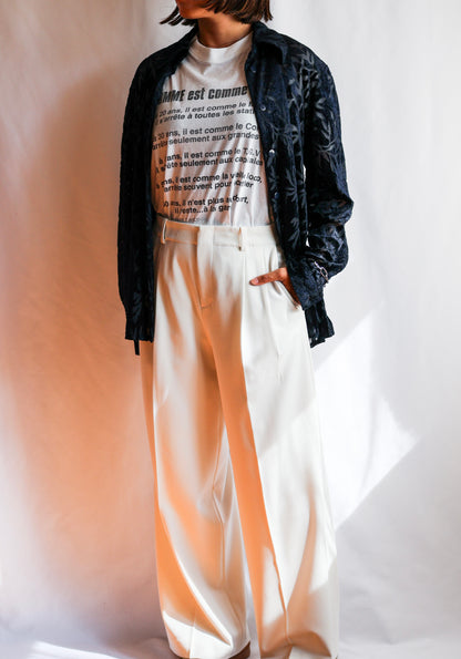 【sizeXL】1990’s Sheer Velvet Leaf Pattern Shirt