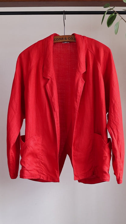Linen Asymmetry Back Slit Jacket